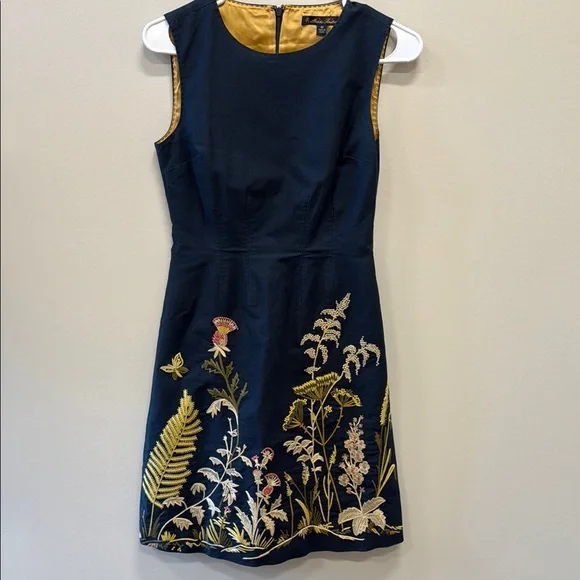 brooks brothers embroidered dress Brooks Brothers Women's Chambray Floral-Stripe Embroidered Belted Shirt Dress | Blue